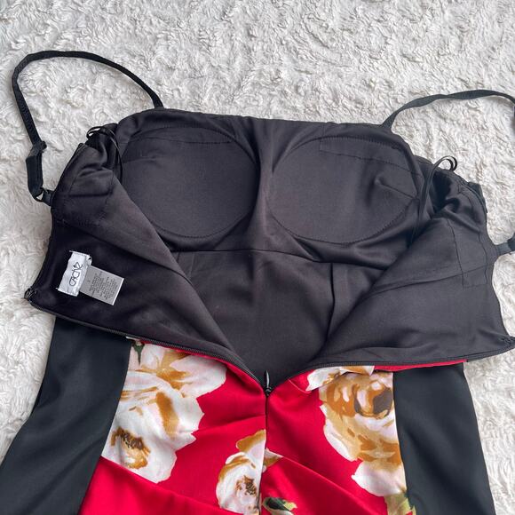 Cache silk satin floral bodycon slip dress midi slipdress‎ ruched cocktail Y2K 2 - Picture 6 of 16